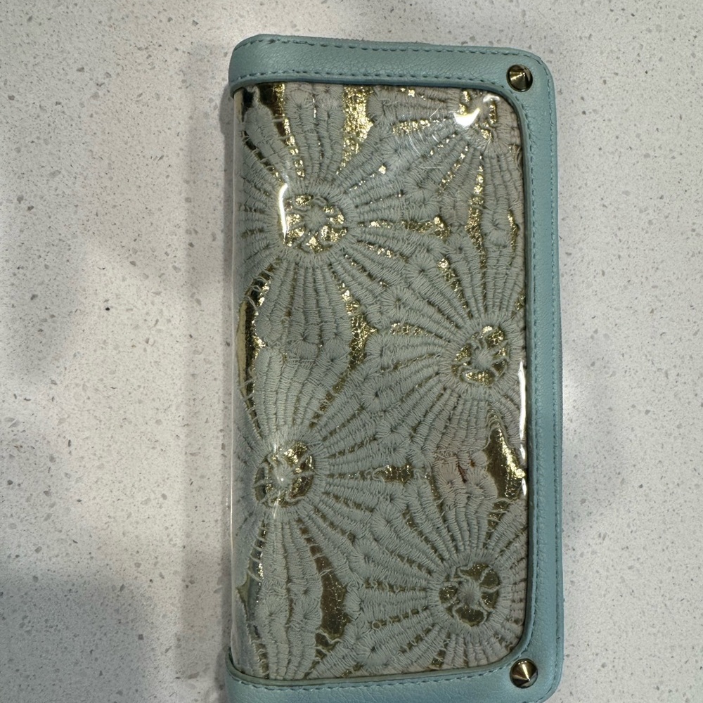 Betsey Johnson Blue and Gold Floral Wallet